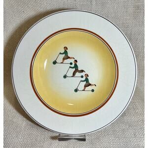 Vintage mid century ALUMINIA ROYAL COPENHAGEN shallow bowl children on scooters